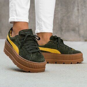 Rihanna x PUMA Fenty Cleated Creeper Platforms Sneakers Green Suede US 6 / EU 36